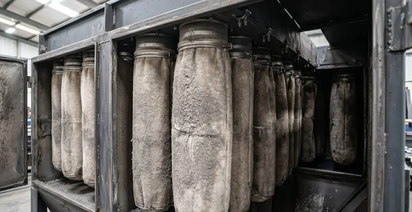 Compartiment de filtration à manches dans un système de dépoussiérage industriel fixe